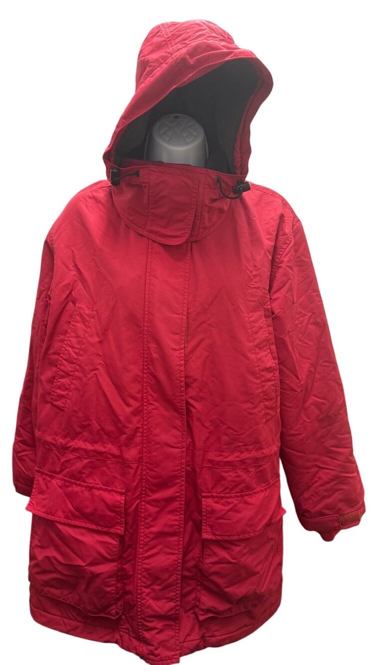 Lands End Coat Womens M 10-12 Parka Air Core-200 Polartec Red Hooded winter snow